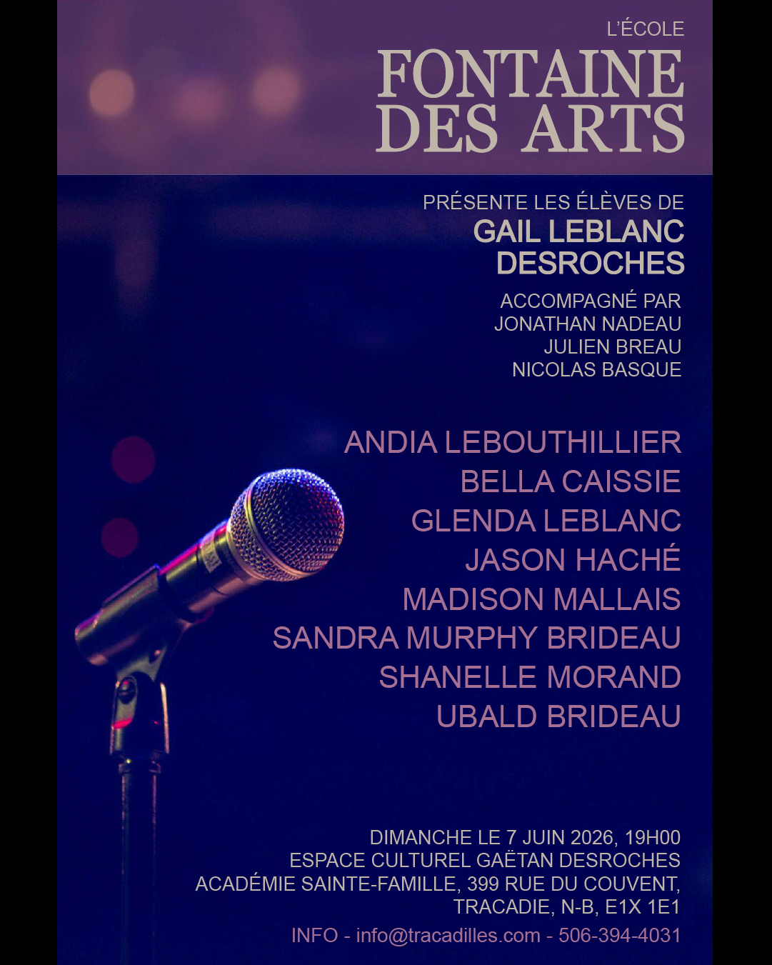 Spectacle de chant École fontaine des arts